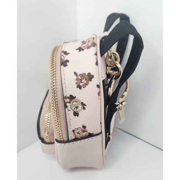 COACH Mini Court Backpack Bag Charm With Rosette Print BLUSH MULTI CAA68 Soldout - Picture 7 of 12